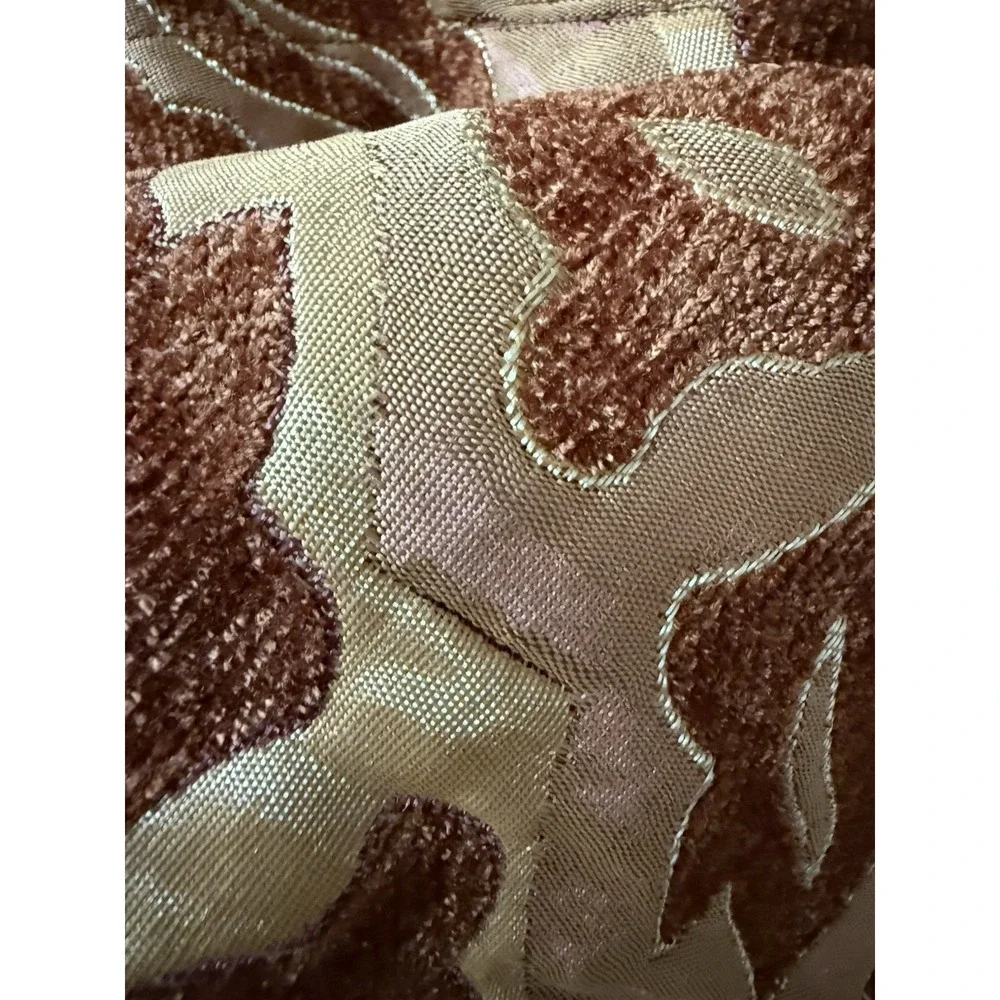 Nicole Miller NY Pillow Cover 28x21 Brown Gold Cut Velvet Medallion Chenille